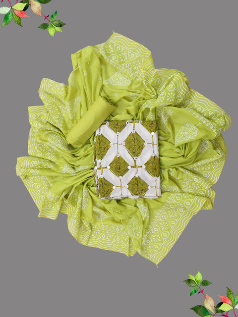 SALWAR STUDIO Women Embroidered Pure Cotton Unstitched Dress Material