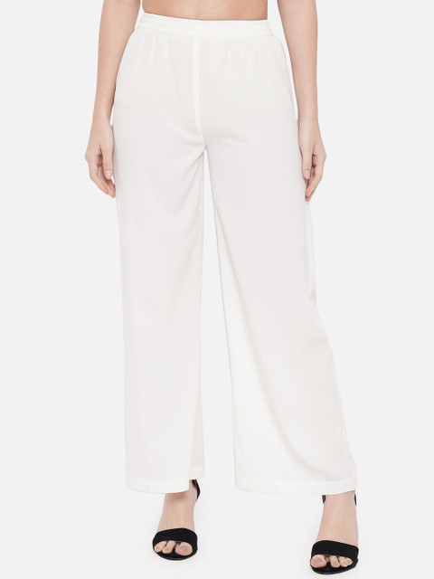 OTIRA Women Solid Straight Crepe Palazzos