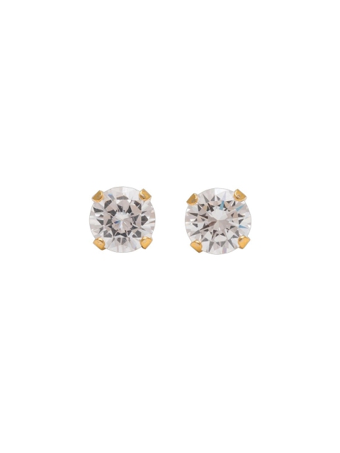 STUDEX Stainless Steel 24K Pure Gold Plated Cubic Zirconia Studded Circular Shaped Studs