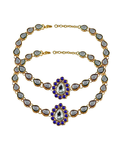Vidhya Kangan White Stone Stud-Gold Plated Brass Anklet