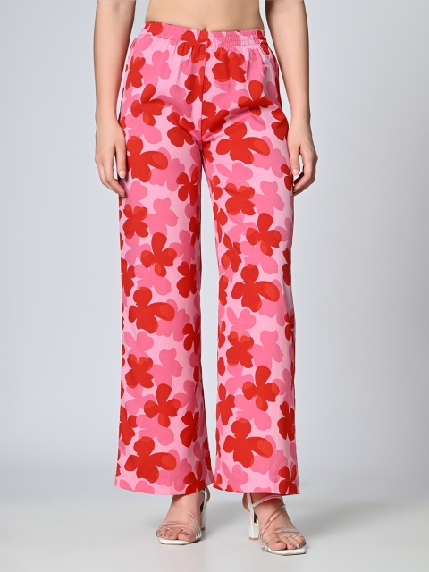 OTIRA Women Floral Printed Crepe Palazzos