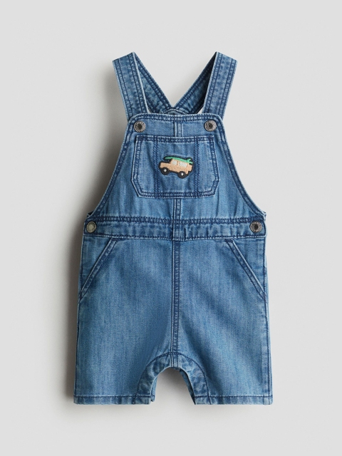 H&M Embroidery-Detail Denim Dungaree Shorts