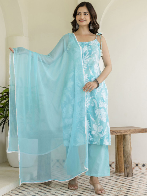 Anouk Rustic Women Floral Printed Cotton Kurta with Pyjama & Dupatta - Image 7