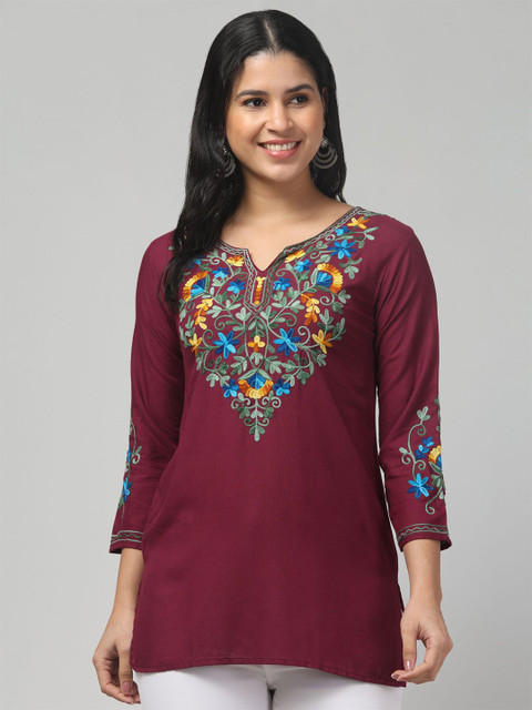 STYLE PREZONE Women Embroidered Thread Work Thread Work Kurti