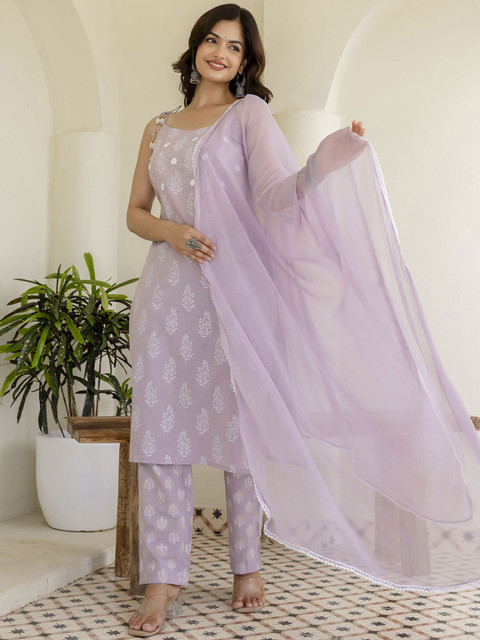 Anouk Rustic Women Floral Printed Cotton Kurta with Pyjama & Dupatta