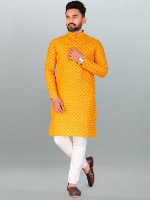 Moda Rapido Men Geometric Printed Thread Work Kurta
