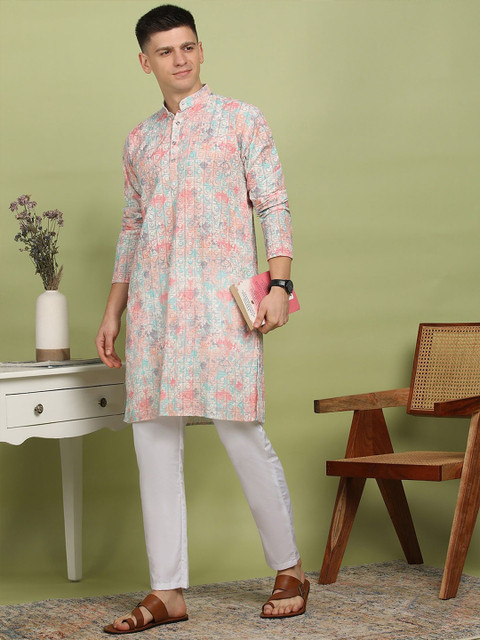 FUBAR Men Embroidered Cotton Kurta