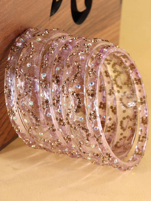 LAVAZZA Set Of 6 Crystal & Zircon-Studded Antique Bangles