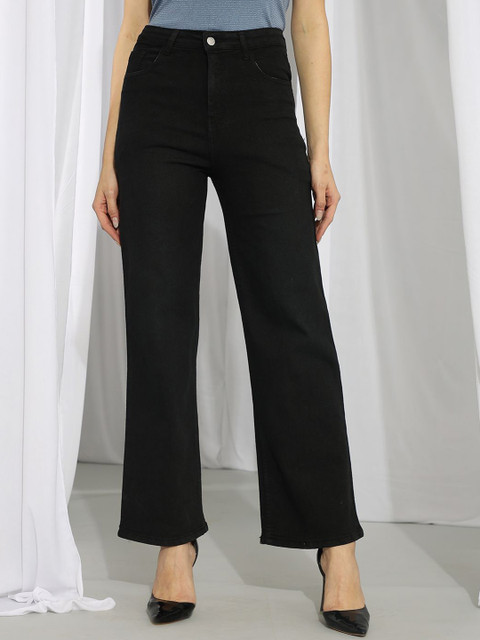 Stylecast X Kotty Women Wide Leg High-Rise Clean Look Stretchable Jeans