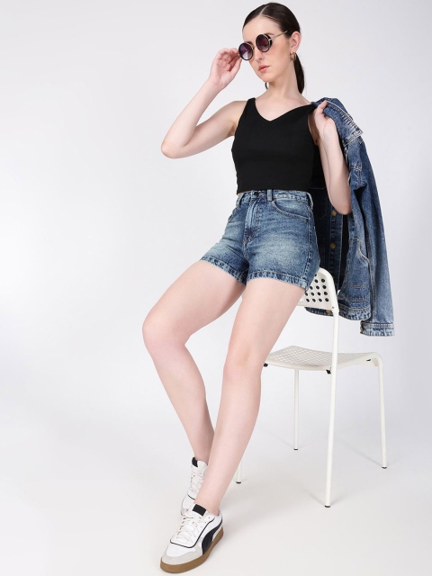 Bene Kleed Women Washed Denim Mid-Rise Shorts - Image 5
