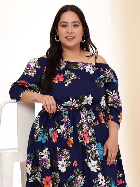 Sztori Women Plus Size Floral Printed Fit & Flare Maxi Dress - Image 7