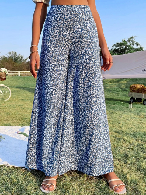 Stylecast X Kotty Women Floral Printed High-Rise Trousers