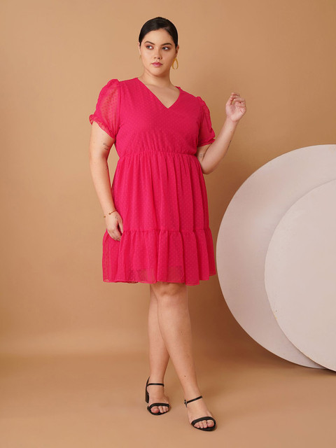 Sztori Women Self Design Print Georgette Fit & Flare Dress