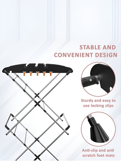 Myntra Elegant Homes Black & Silver Toned 2 Layer Foldable Cloth Stand - Image 7