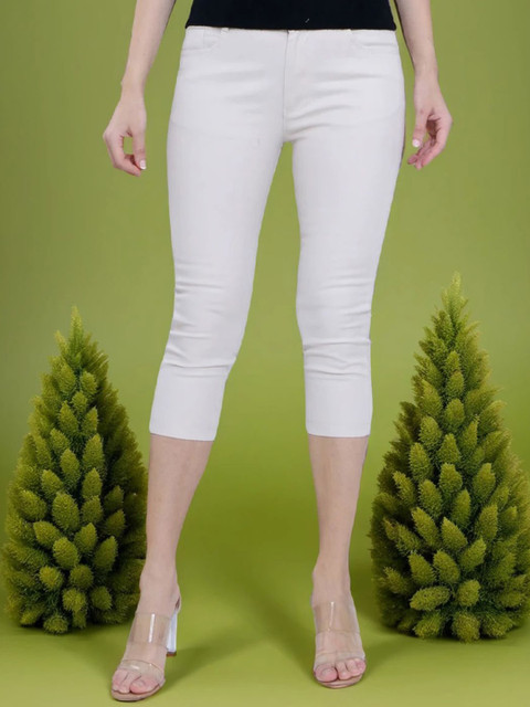 DressBerry Women Slim Fit Mid-Rise Cotton Capris