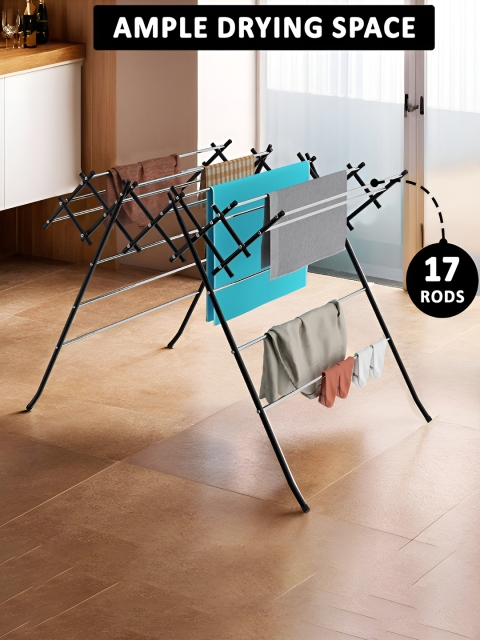 Myntra Elegant Homes Black & Silver Toned Foldable Cloth Stand - Image 7