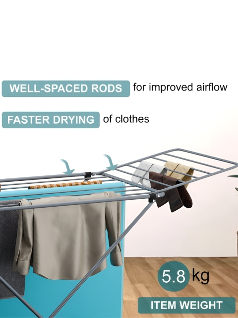 Myntra Elegant Homes Grey Metal Foldable Cloth Stand With 16 Hanger Rods - Image 6