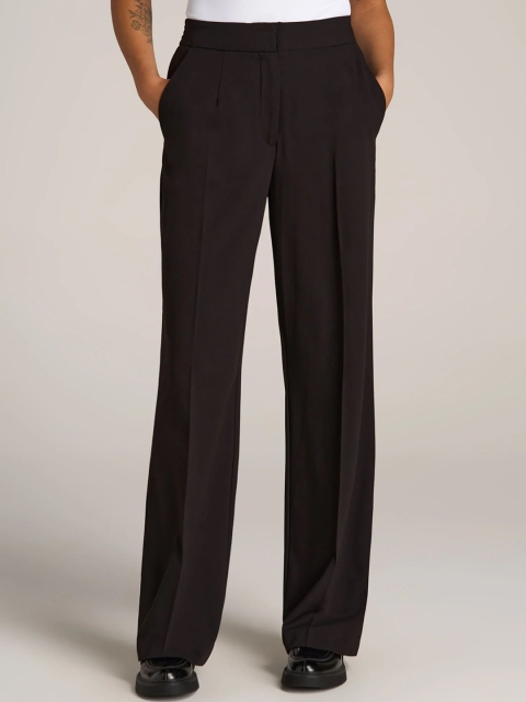 Chemistry Women Relaxed Straight Leg Straight Fit High-Rise Pleated Trousers