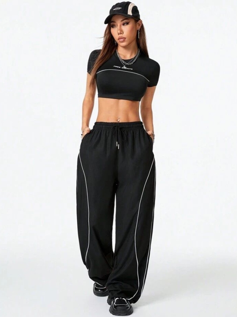 TABADTOD Women Relaxed Loose Fit Parachute Trousers