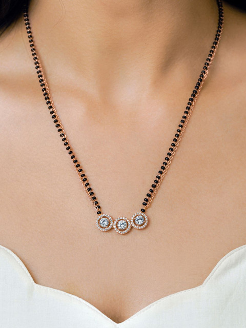 SWASHAA Pihu Rose Gold-Plated Zircon studded Mangalsutra