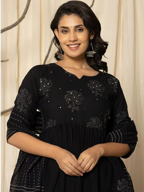 KALINI Women Ethnic Motifs Printed Pure Cotton Kurta with Trousers & Dupatta