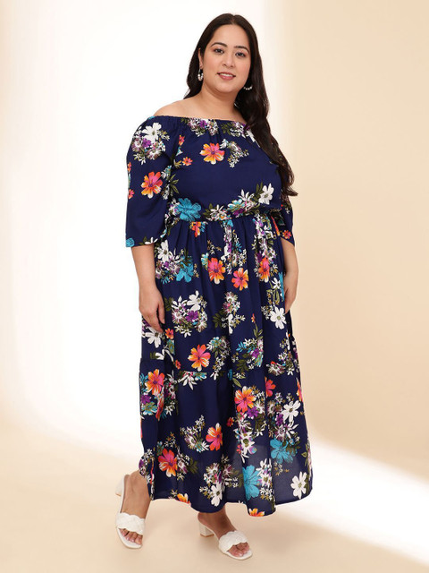 Sztori Women Plus Size Floral Printed Fit & Flare Maxi Dress - Image 3