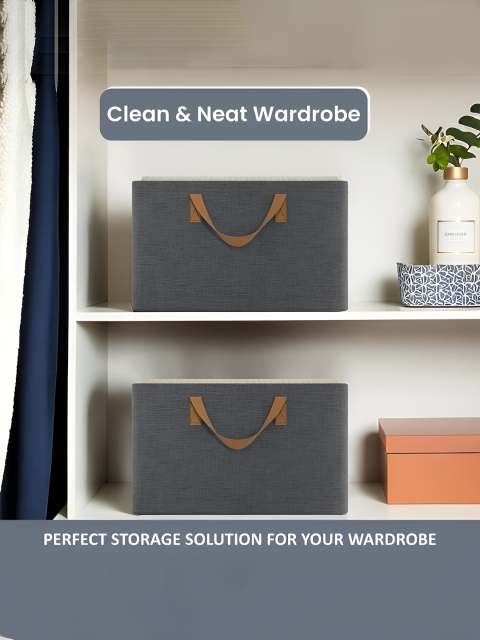 Aura Grey & Brown 10 Pieces Drawer Cloth Storage Organisers With Handle - Image 5