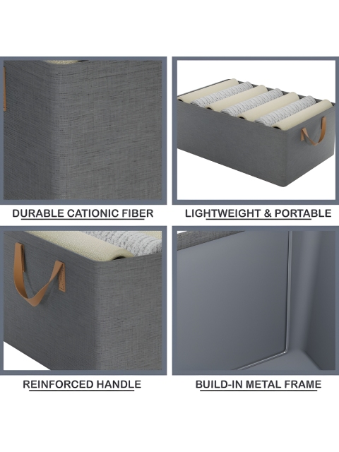 Aura Grey & Brown 10 Pieces Drawer Cloth Storage Organisers With Handle - Image 4
