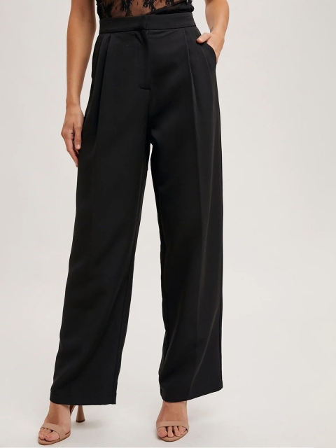 Chemistry Women Relaxed Straight Leg Straight Fit High-Rise Trousers