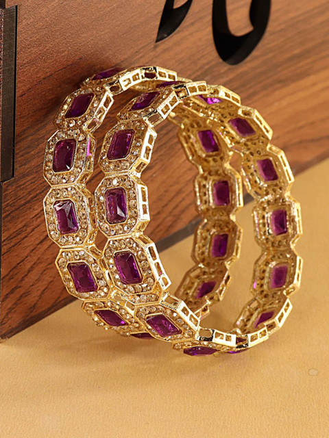 LAVAZZA Set Of 2 Crystal & Zircon-Studded Antique Bangles