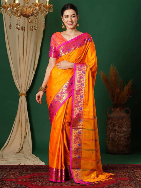 A S CREATION Paithani Woven Design Saree
