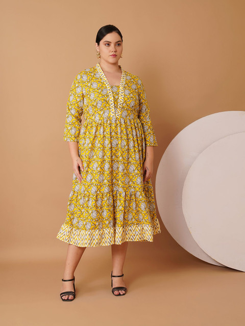 Sztori Women Floral Printed Fit & Flare Midi Dress