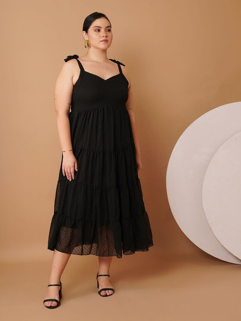 Sztori Women Self Design Georgette Fit & Flare Dress