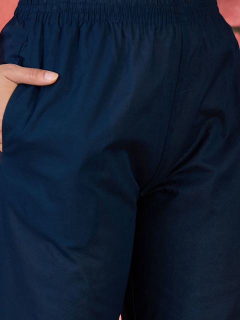 Sangria Schiffli Embroidered Pure Cotton Top & Trouser Co-Ord Set - Image 3