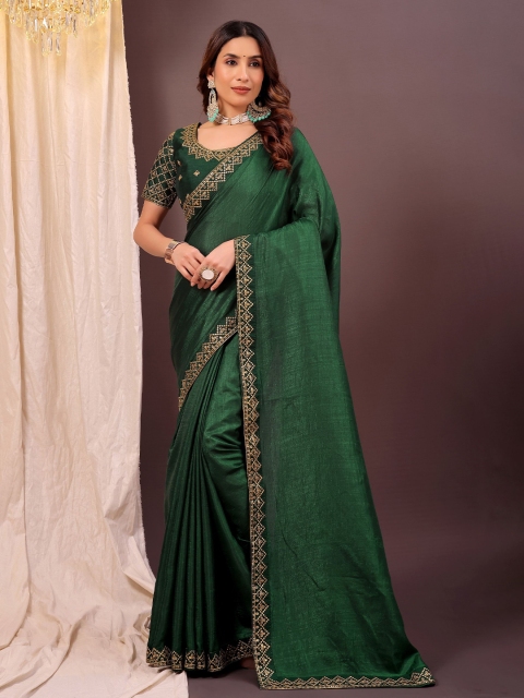 Moda Rapido Solid Sequinned Pure Georgette Saree