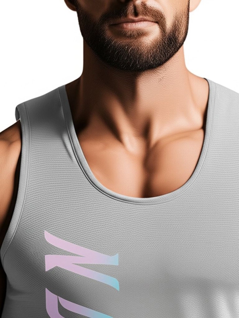 3Colors Printed Scoop Neck Gym Vests VEST-NCUT-ACTION-GREY_M - Image 4