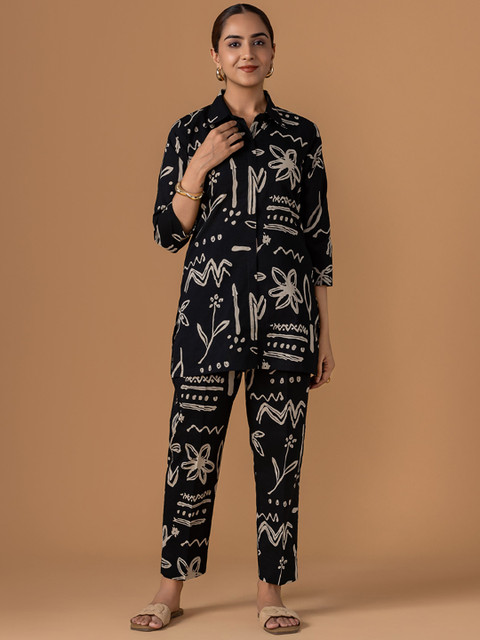 WOMEN PLUS Safar Printed Pure Cotton Tunic With Trousers Co-Ords