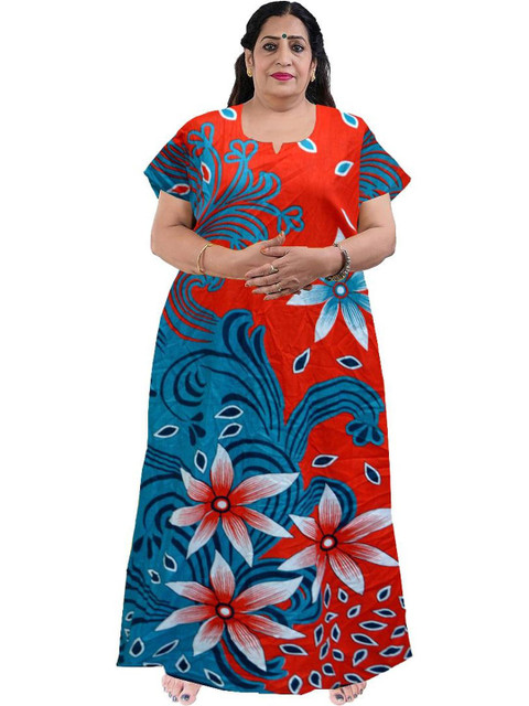 AAKARSHANA Plus Size Women Printed Cotton Nightdress