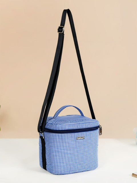 Nestasia Checked Eco Friendly Nestasia Blue Gingham Insulated Lunch Bag Travel Accessory
