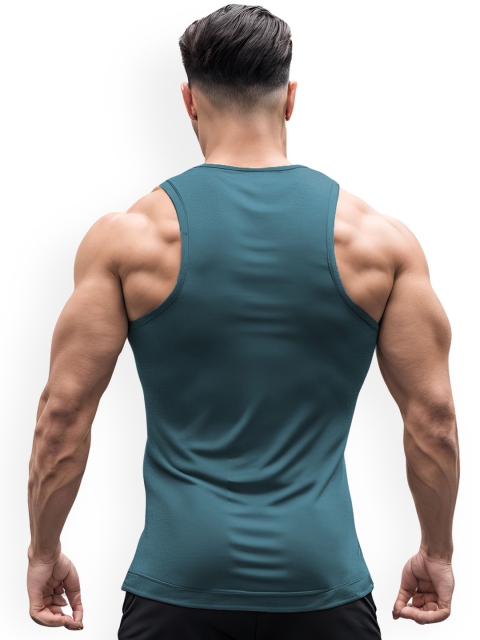 3Colors Printed Scoop Neck Gym Vests VEST-NCUT-ACTION-AF BLUE_M - Image 3