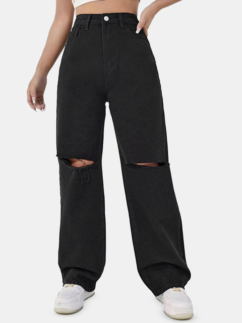 Stylecast X Kotty Women High-Rise Slash Knee Stretchable Jeans