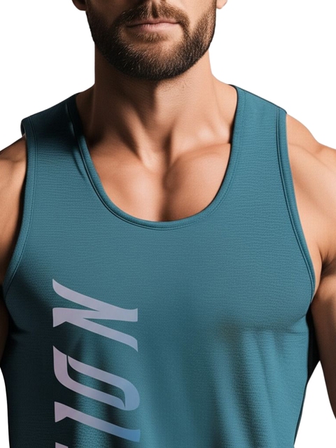 3Colors Printed Scoop Neck Gym Vests VEST-NCUT-ACTION-AF BLUE_M - Image 2