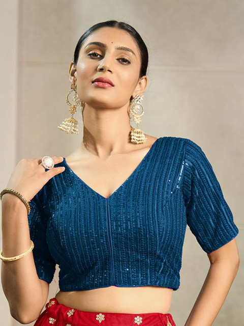 HERE&NOW Embroidered Sleeveless Saree Blouse