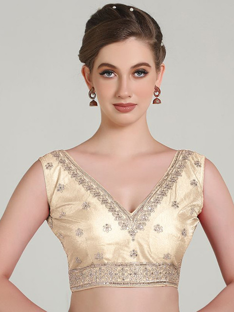 HERE&NOW Embroidered Sleeveless Saree Blouse