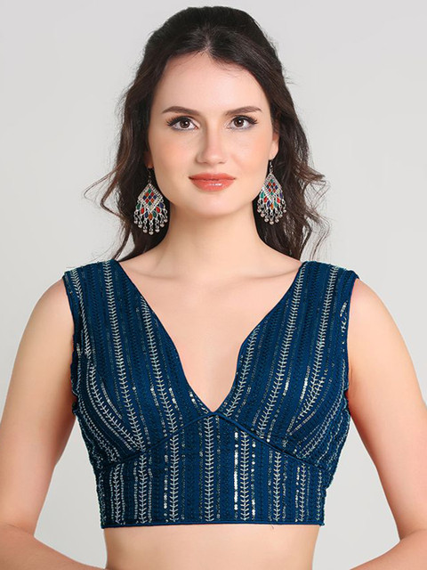 HERE&NOW Embroidered Sleeveless Saree Blouse