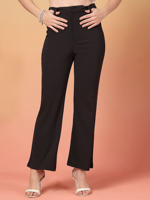 plusS Women Solid Regular Fit Trousers