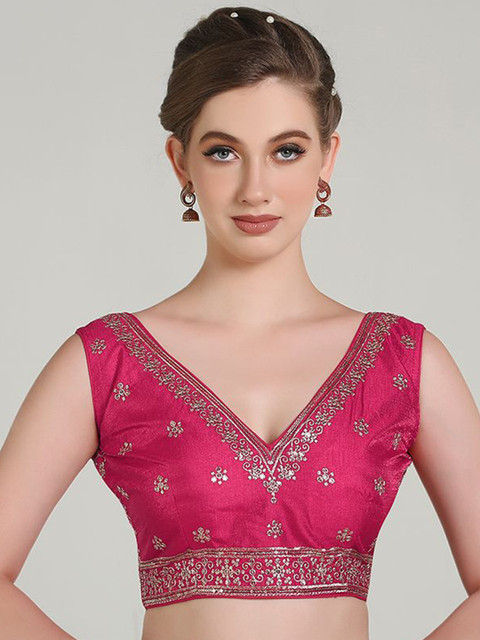 HERE&NOW Embroidered Sleeveless Saree Blouse