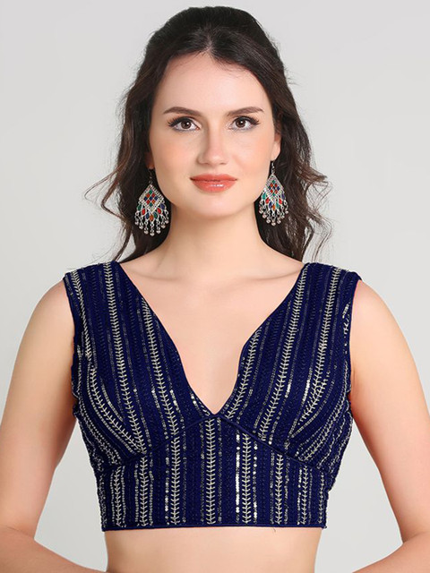 HERE&NOW Embroidered Sleeveless Saree Blouse