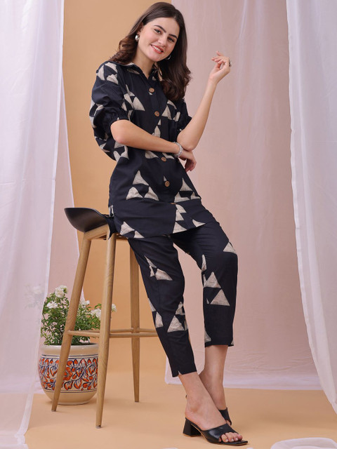 KALINI Printed Shirt-Collar Top With Trousers Co-Ords - Image 5
