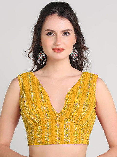 HERE&NOW Embroidered Sleeveless Saree Blouse